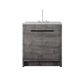 English Elm 36 Inch Freestanding Bathroom Vanity with Cultured Marble Top Soft Close Cabinet Grey Carrara White B2775S00190