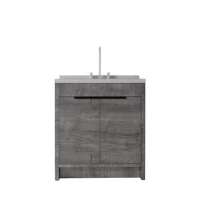 English Elm 36 Inch Freestanding Bathroom Vanity with Cultured Marble Top Soft Close Cabinet Grey Granite White B2775S00193
