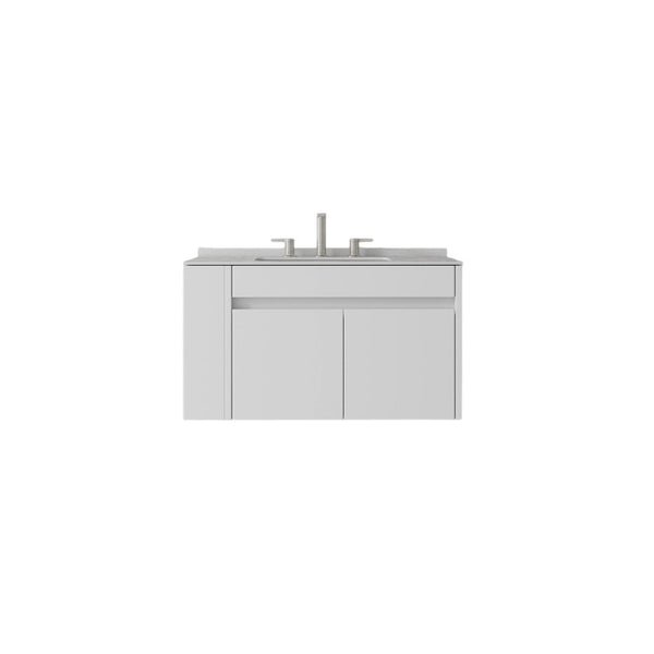 English Elm 30 Inch Floating Bathroom Vanity with Cultured Marble Top Soft Close Door Plywood White Granite White B2775S00201