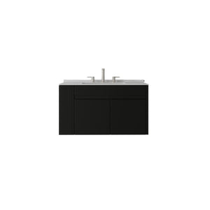 English Elm 30 Inch Floating Bathroom Vanity with Cultured Marble Top Soft Close Door Plywood Black Granite White B2775S00202