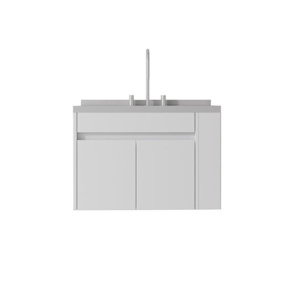 English Elm 30 Inch Wall Mounted Bathroom Vanity with Integrated Sink and Soft Close Plywood Cabinet White Granite White B2775S00211