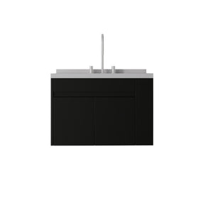 English Elm 30 Inch Wall Mounted Bathroom Vanity with Integrated Sink and Soft Close Plywood Cabinet Black Granite White B2775S00212