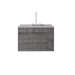 English Elm 30 Inch Wall Mounted Bathroom Vanity with Integrated Sink and Soft Close Plywood Cabinet Grey Granite White B2775S00213