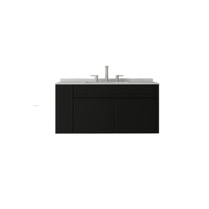 English Elm 36 Inch Floating Bathroom Vanity with Cultured Marble Top Undermount Sink Soft Close Black Granite White B2775S00222