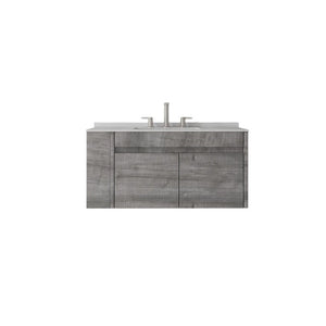 English Elm 36 Inch Floating Bathroom Vanity with Cultured Marble Top Undermount Sink Soft Close Grey Granite White B2775S00223