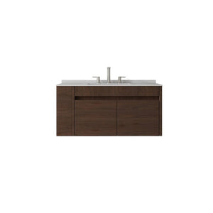 English Elm 36 Inch Floating Bathroom Vanity with Cultured Marble Top Undermount Sink Soft Close Brown Granite White B2775S00225