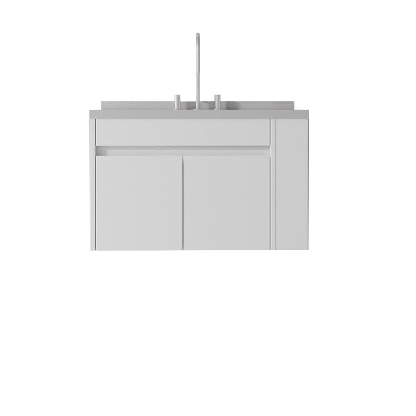 English Elm 36 Inch Floating Bathroom Vanity Plywood Cabinet Cultured Marble Undermount Sink White Granite White B2775S00231