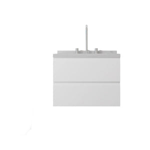 English Elm 24 Inch Floating Bathroom Vanity with Cultured Marble Top Soft Close Drawer Undermount Sink White Carrara White B2775S00246