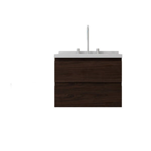 English Elm 24 Inch Floating Bathroom Vanity with Cultured Marble Top Soft Close Drawer Undermount Sink Brown Carrara White B2775S00250