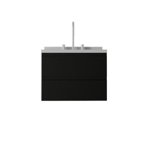 English Elm 24 Inch Floating Bathroom Vanity with Cultured Marble Top Soft Close Drawer Undermount Sink Black Granite White B2775S00252