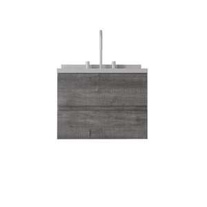 English Elm 24 Inch Floating Bathroom Vanity with Cultured Marble Top Soft Close Drawer Undermount Sink Grey Granite White B2775S00253