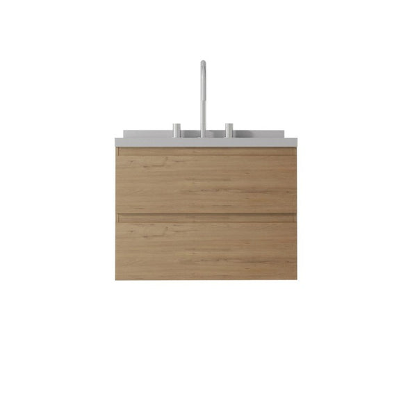 English Elm 24 Inch Floating Bathroom Vanity with Cultured Marble Top Soft Close Drawer Undermount Sink Oak Granite White B2775S00254