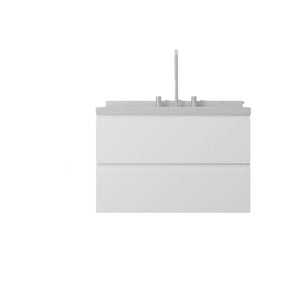 English Elm 30 Inch Floating Bathroom Vanity Plywood Cabinet Cultured Marble Undermount Sink White Carrara White B2775S00266