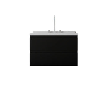 English Elm 30 Inch Floating Bathroom Vanity Plywood Cabinet Cultured Marble Undermount Sink Black Carrara White B2775S00267