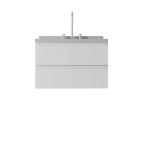 English Elm 30 Inch Floating Bathroom Vanity Plywood Cabinet Cultured Marble Undermount Sink White Granite White B2775S00271