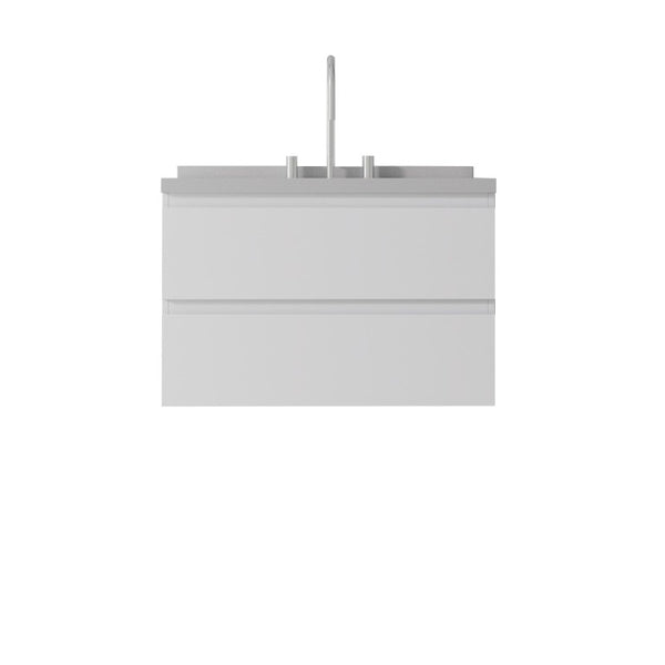 English Elm 30 Inch Floating Bathroom Vanity Plywood Cabinet Cultured Marble Undermount Sink White Granite White B2775S00271