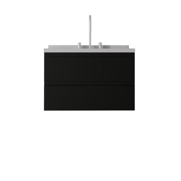 English Elm 30 Inch Floating Bathroom Vanity Plywood Cabinet Cultured Marble Undermount Sink Black Granite White B2775S00272