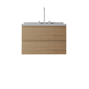 English Elm 30 Inch Floating Bathroom Vanity Plywood Cabinet Cultured Marble Undermount Sink Oak Granite White B2775S00274