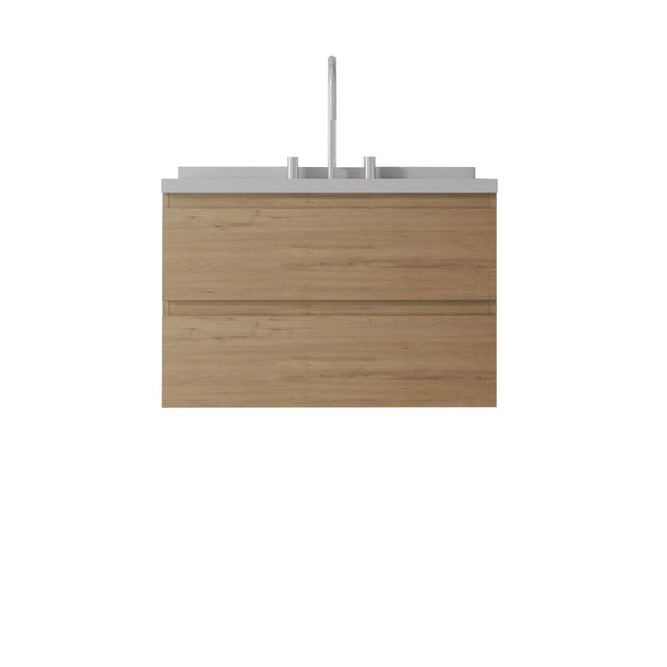 English Elm 30 Inch Floating Bathroom Vanity Plywood Cabinet Cultured Marble Undermount Sink Oak Granite White B2775S00274