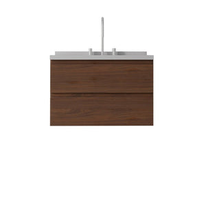 English Elm 30 Inch Floating Bathroom Vanity Plywood Cabinet Cultured Marble Undermount Sink Brown Granite White B2775S00275