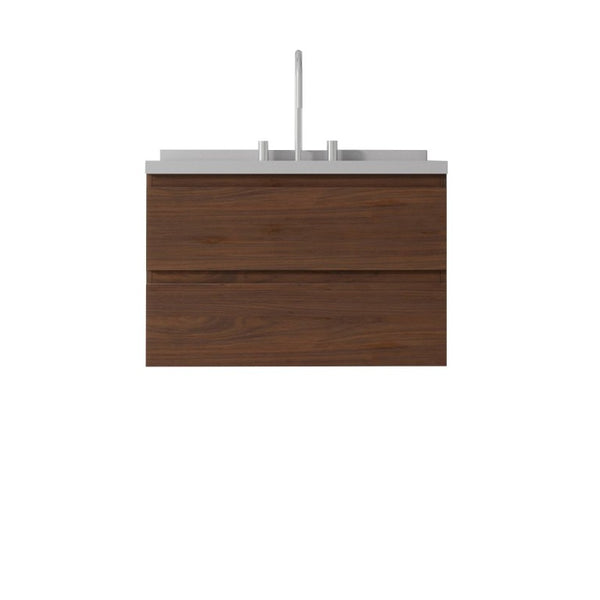 English Elm 30 Inch Floating Bathroom Vanity Plywood Cabinet Cultured Marble Undermount Sink Brown Granite White B2775S00275