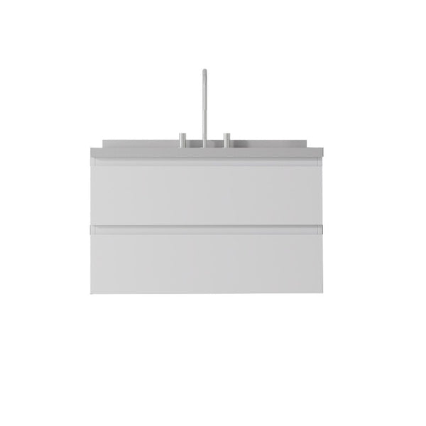 English Elm 36 Inch Floating Bathroom Vanity with Cultured Marble Top Soft Close Drawer Spa Style White Granite White B2775S00291