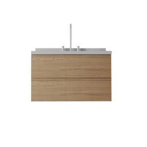 English Elm 36 Inch Floating Bathroom Vanity with Cultured Marble Top Soft Close Drawer Spa Style Oak Granite White B2775S00294