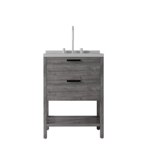 English Elm 24 Inch Freestanding Bathroom Vanity with Cultured Marble Top Soft Close Spa Style Grey Granite White B2775S00299