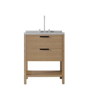 English Elm 30 Inch Freestanding Bathroom Vanity with Undermount Sink and Cultured Marble Top Oak Granite White B2775S00306