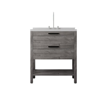 English Elm 36 Inch Freestanding Bathroom Vanity Plywood Cabinet Undermount Sink Marble Top Grey Carrara White B2775S00308
