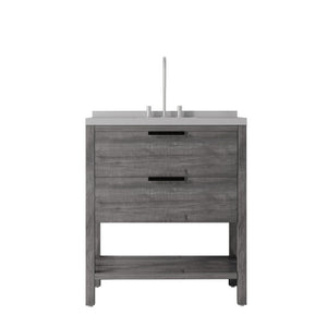 English Elm 36 Inch Freestanding Bathroom Vanity Plywood Cabinet Undermount Sink Marble Top Grey Granite White B2775S00311