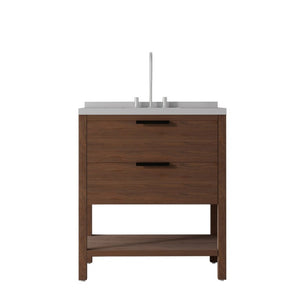 English Elm 36 Inch Freestanding Bathroom Vanity Plywood Cabinet Undermount Sink Marble Top Brown Granite White B2775S00313