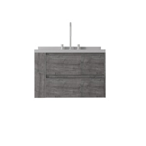 English Elm 30 Inch Floating Bathroom Vanity with Undermount Sink Soft Close Drawer Plywood Grey Granite White B2775S00321