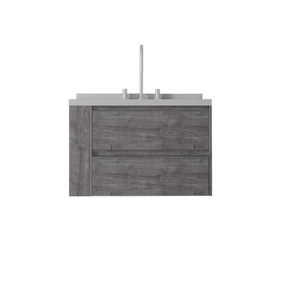 English Elm 30 Inch Floating Bathroom Vanity with Undermount Sink Soft Close Drawer Plywood Grey Granite White B2775S00321