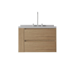 English Elm 30 Inch Floating Bathroom Vanity with Undermount Sink Soft Close Drawer Plywood Oak Granite White B2775S00322