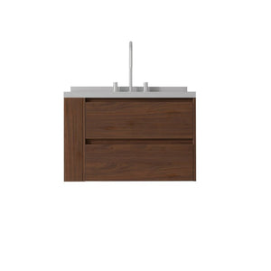 English Elm 30 Inch Floating Bathroom Vanity with Undermount Sink Soft Close Drawer Plywood Brown Granite White B2775S00323