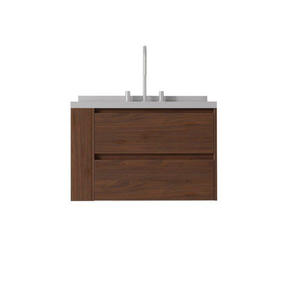 English Elm 30 Inch Floating Bathroom Vanity with Undermount Sink Soft Close Drawer Plywood Brown Granite White B2775S00323