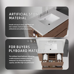 English Elm 30 Inch Floating Bathroom Vanity with Undermount Sink Soft Close Drawer Plywood Brown Granite White B2775S00323