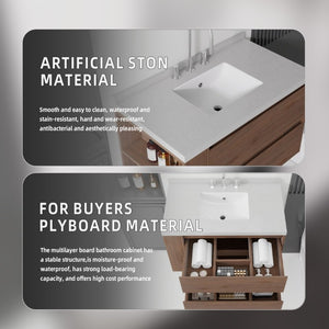 English Elm 36 Inch Floating Bathroom Vanity with Undermount Sink Soft Close Drawer Marble Top Brown Granite White B2775S00333