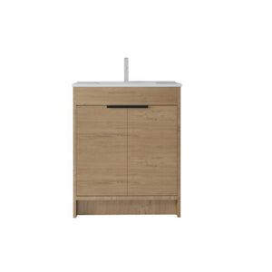 English Elm 36 Inch Freestanding Bathroom Vanity Plywood Cabinet with Ceramic Sink Soft Close Oak B2775S00335