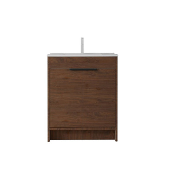English Elm 36 Inch Freestanding Bathroom Vanity Plywood Cabinet with Ceramic Sink Soft Close Brown B2775S00336