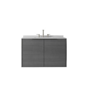 English Elm 36 Inch Floating Bathroom Vanity Carrara Marble Top Undermount Sink Grey Cabinet B2775S00337