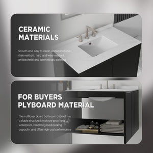 English Elm 36 Inch Wall Mounted Bathroom Vanity Carrara Marble Top Undermount Sink Plywood B2775S00340