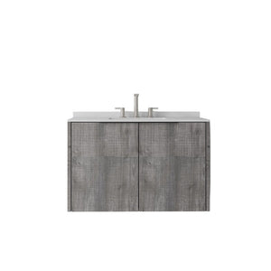 English Elm 36 Inch Floating Bathroom Vanity Cultured Marble Countertop Undermount Sink Grey Cabinet B2775S00341
