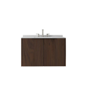 English Elm 36 Inch Floating Vanity with Undermount Sink Carrara Marble Top Soft Close Cabinet B2775S00343