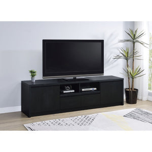 English Elm Sloat Matte Black 78 Inch Media Console with Enclosed Storage and Cable Management B2777P535864