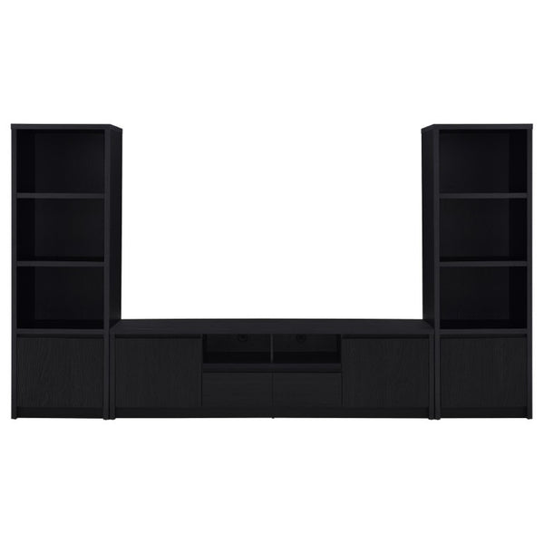 English Elm Sloat Matte Black 78 Inch Media Console with Enclosed Storage and Cable Management B2777P535864