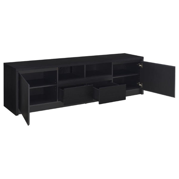 English Elm Sloat Matte Black 78 Inch Media Console with Enclosed Storage and Cable Management B2777P535864