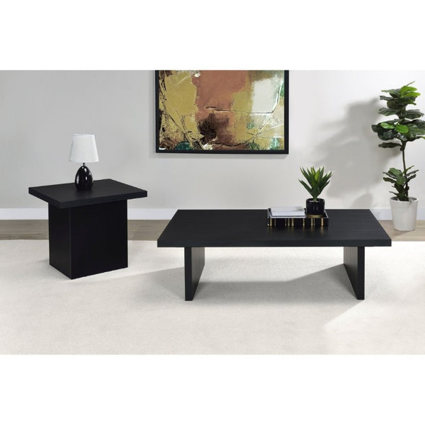 English Elm Exeter Matte Black Square End Table Modern Geometric Accent for Living Room Decor B2777P535865
