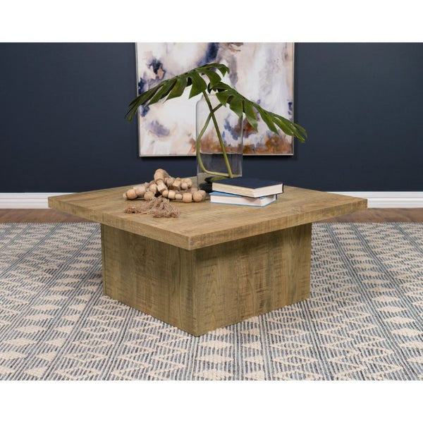 English Elm Exeter Square Coffee Table with Mango Wood Grain Finish for Modern Living Rooms B2777P535867
